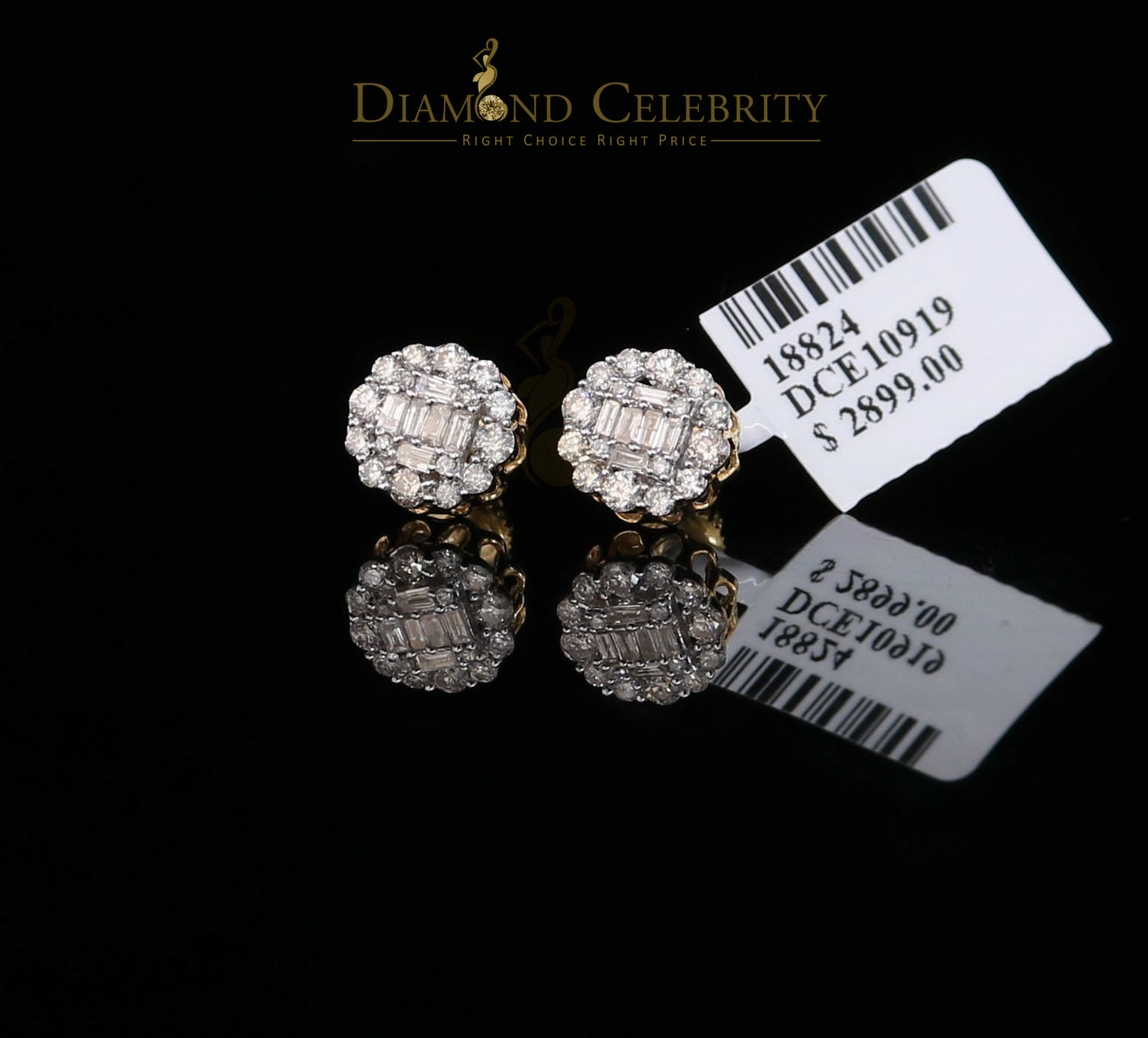 DiamondCelebritees10K Real Yellow Gold with 0.66CT Real Diamond Men's/Women's Stud Earrings