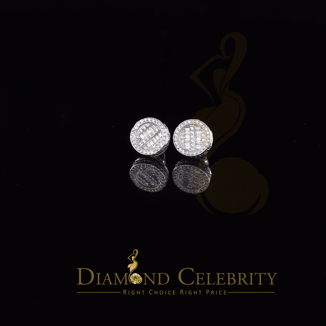 Diamondcelebritees 0.50ct VVS 'D' Moissanite Men's/Womens 925 White Silver Round Stud Earrings