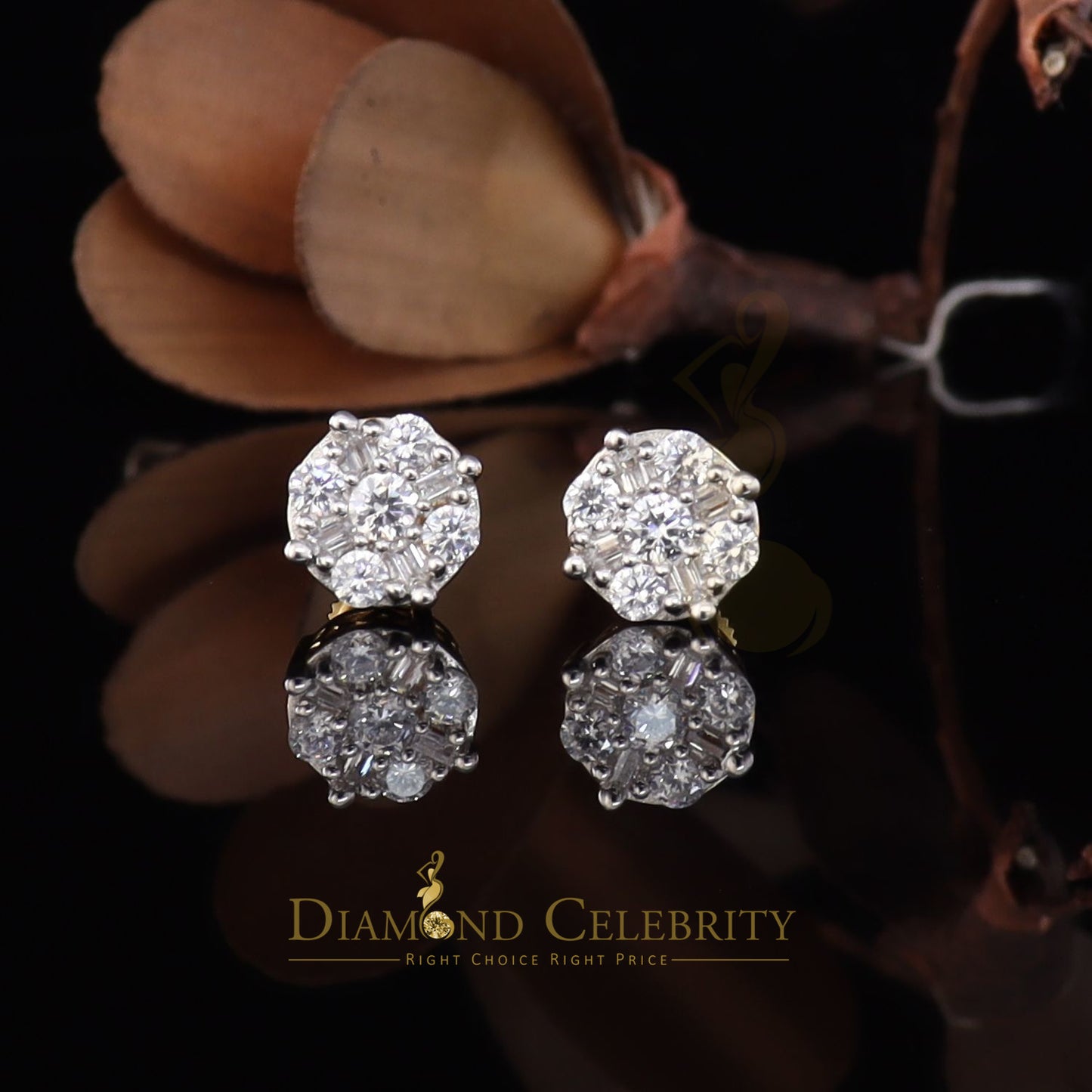 DiamondCelebritees 925 Yellow 1.96ct Sterling Silver Cubic Zirconia Women's Hip Hop Round Earrings