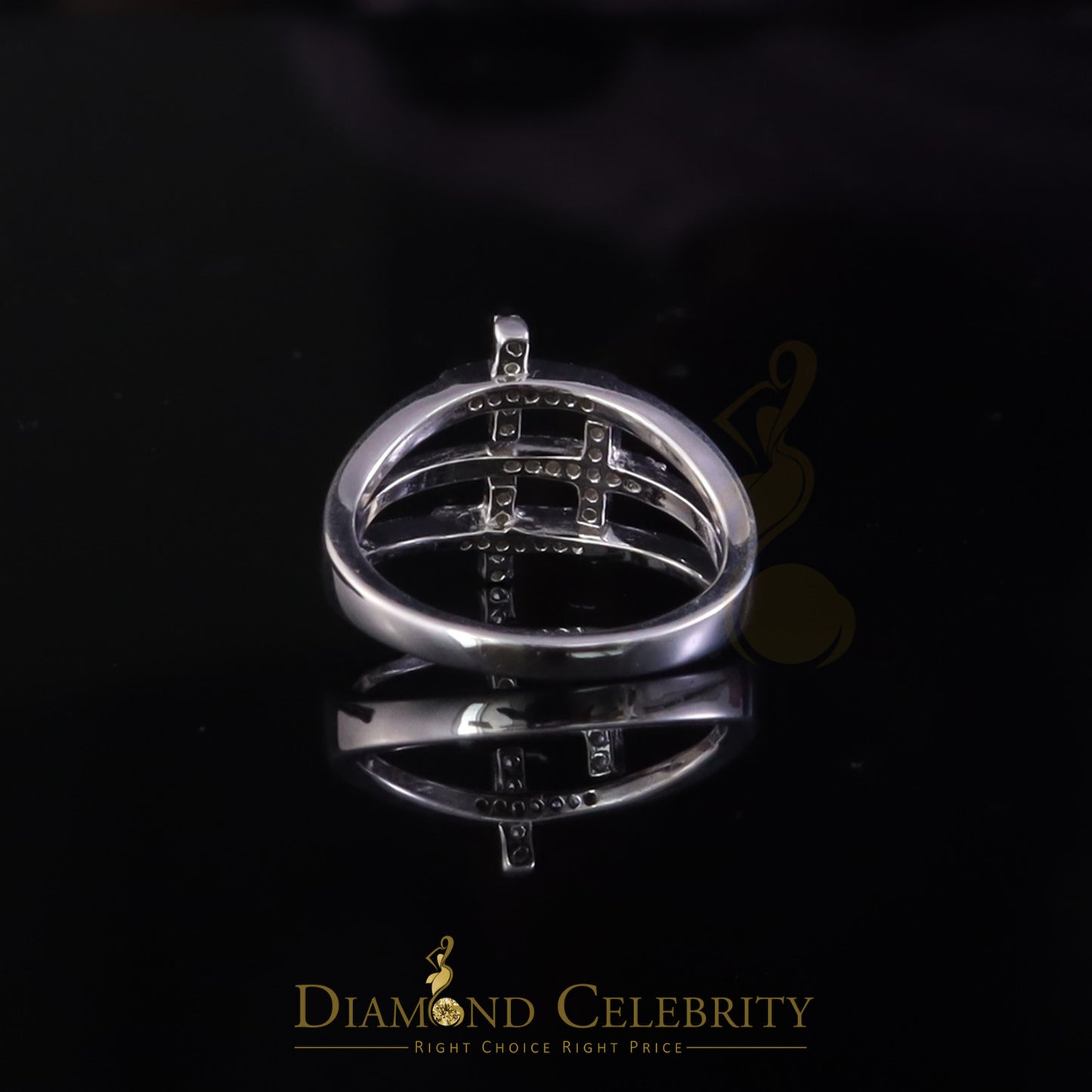 DiamondCelebritees 925 Sterling White Silver 0.22ct Cubic Zirconia Cross Shape Womens Ring Size 6