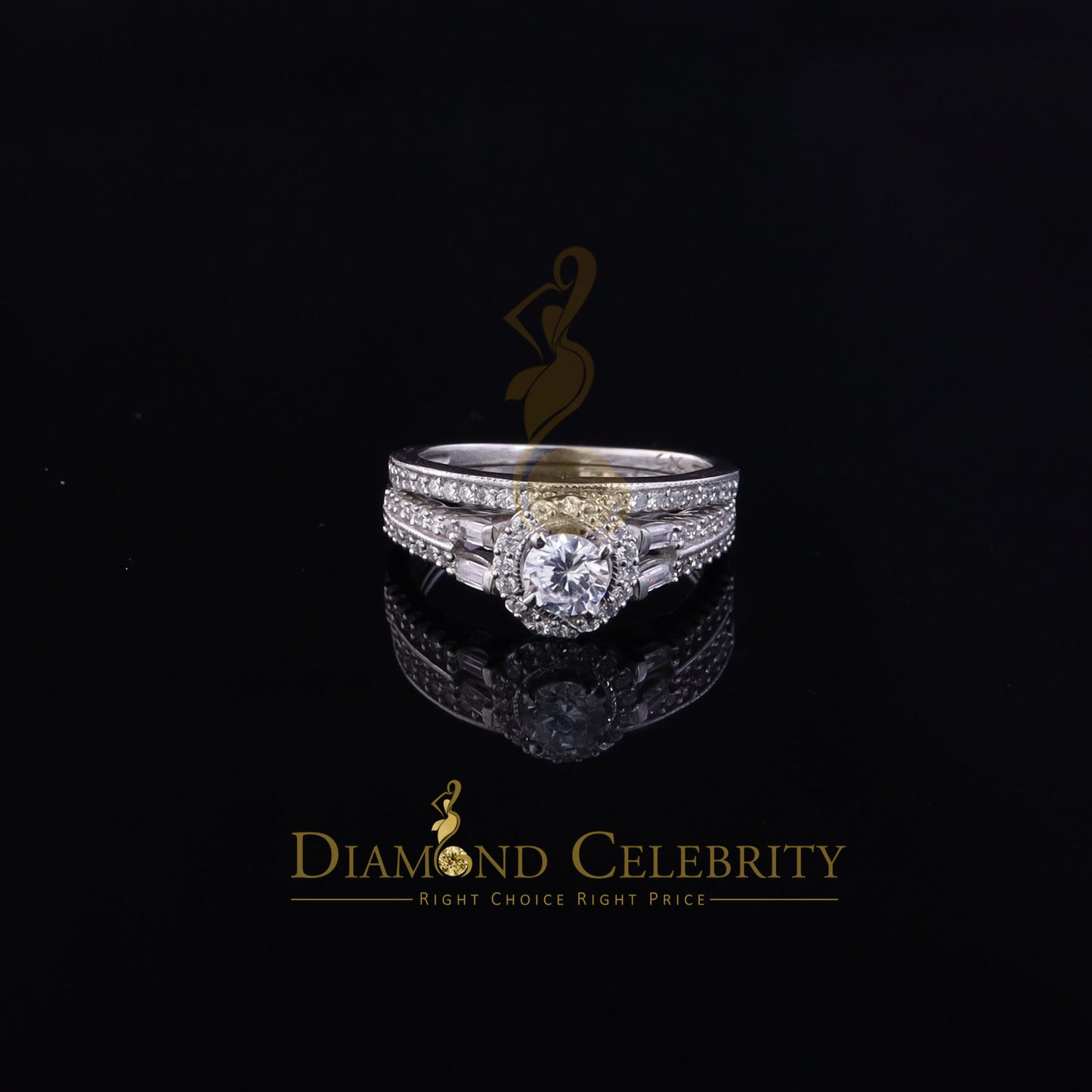 DiamondCelebritees 1.75ct Cubic Zirconia 925 White Silver Men;s/Womens Round Bridal Ring Size 7