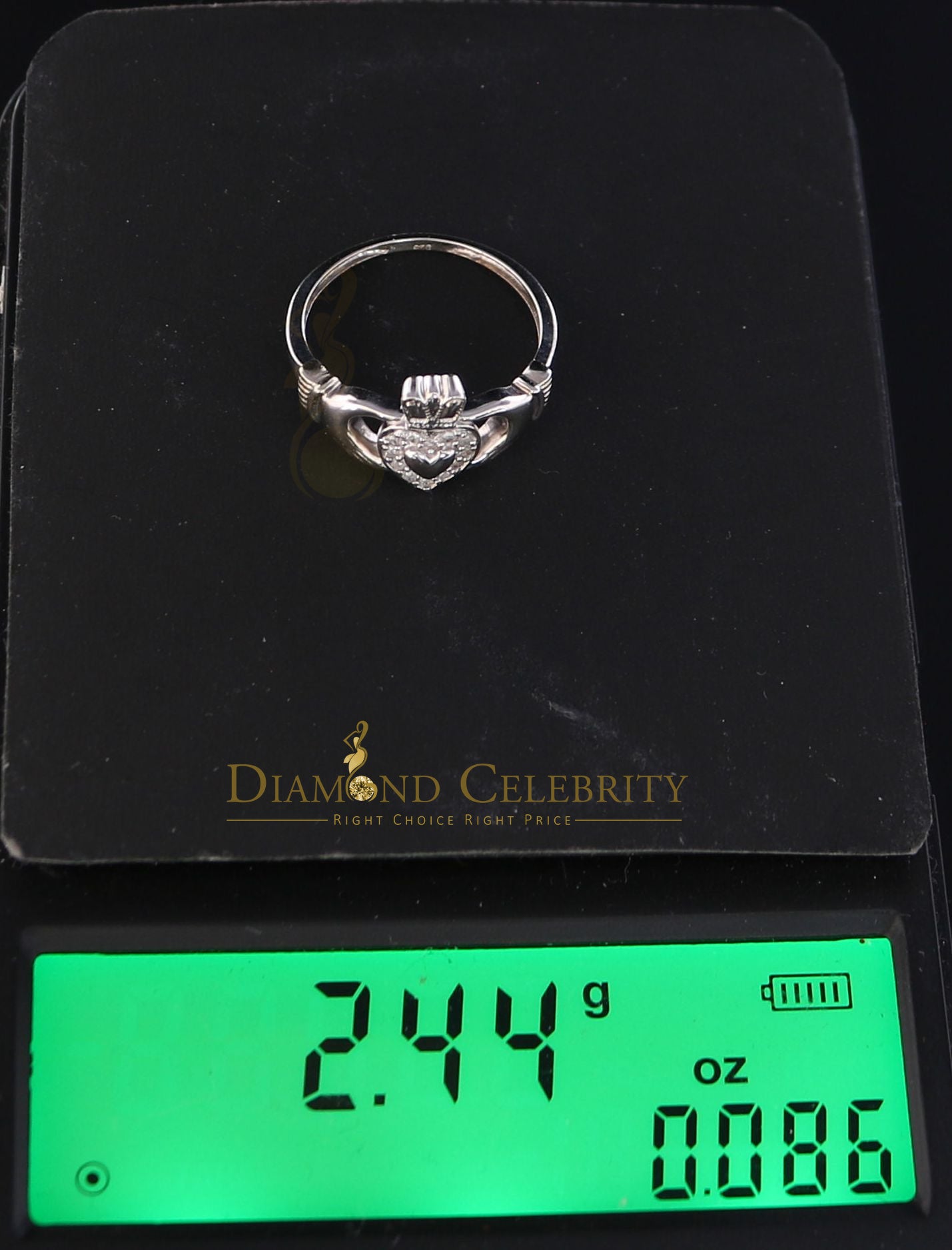 DiamondCelebritees 0.03 CT Real Diamond Womens 925 Sterling Silver White Heart Shape Ring Size 7
