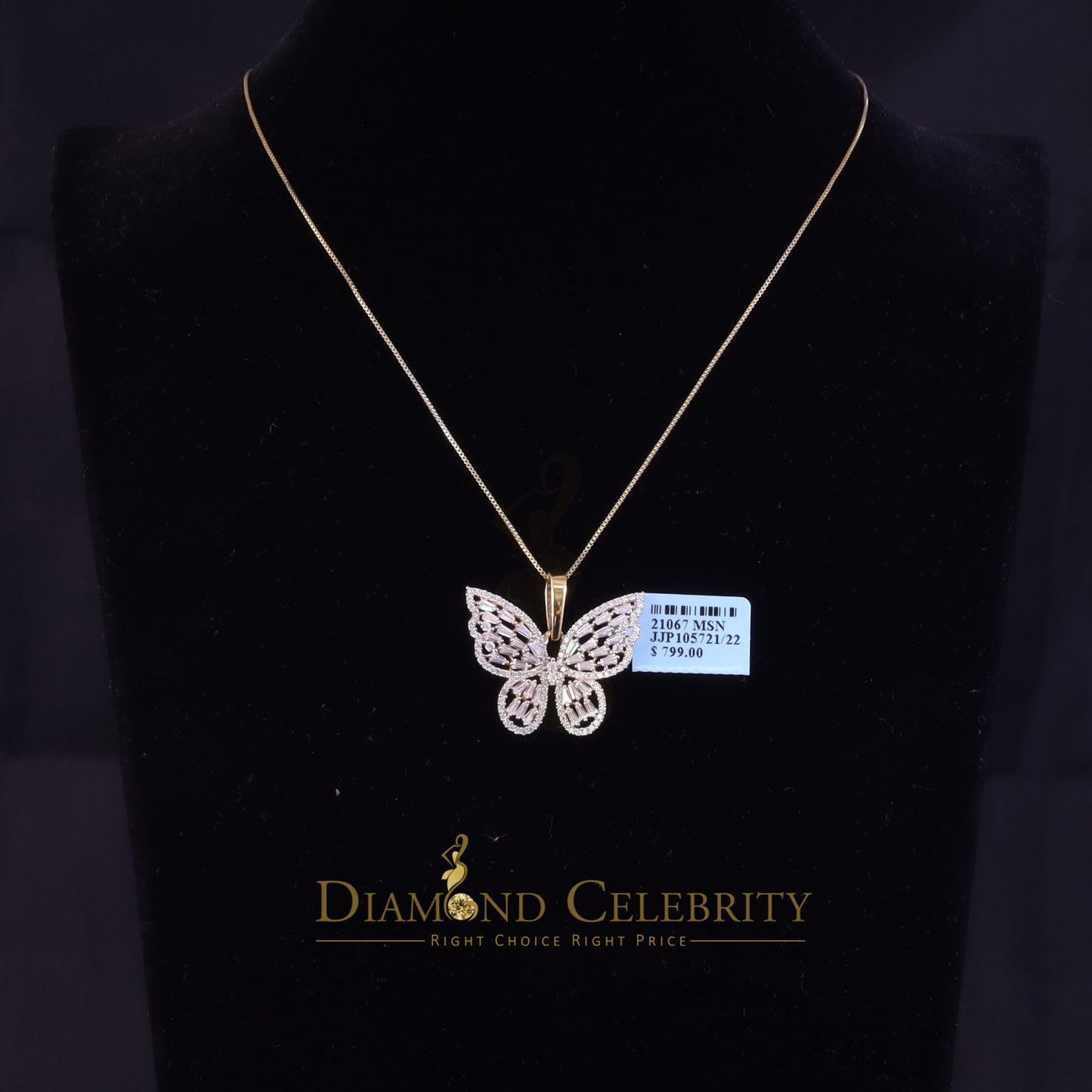 Diamondcelebritees Butterfly Pendant Men's/Womens 925 Silver Yellow 1.75ct VVS 'D' Moissanite