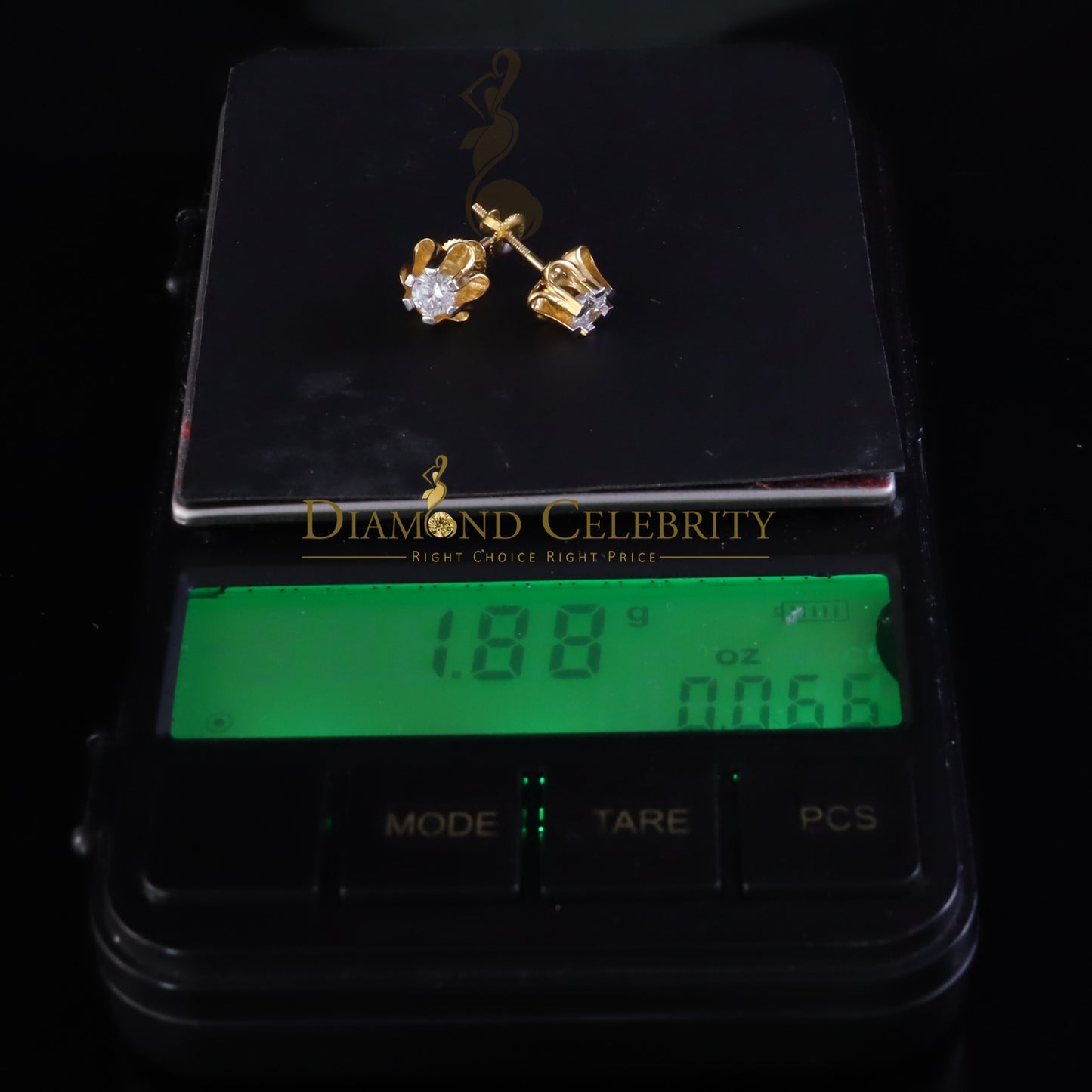 DiamondCelebritees 925Silver Cubic Zirconia Yellow Round Shape Buttercup Stud 0.50ct Earrings Women