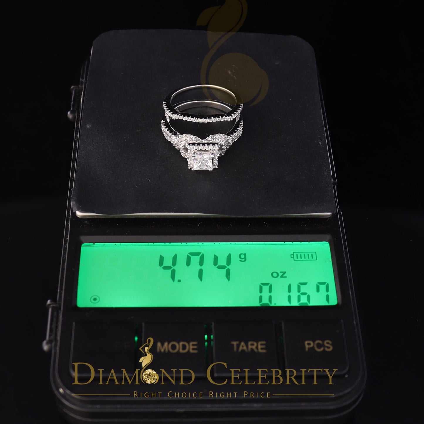 DiamondCelebritees Sterling Silver White Square 1.80ct Cubic Zirconia Womens Bridal Ring Size 7