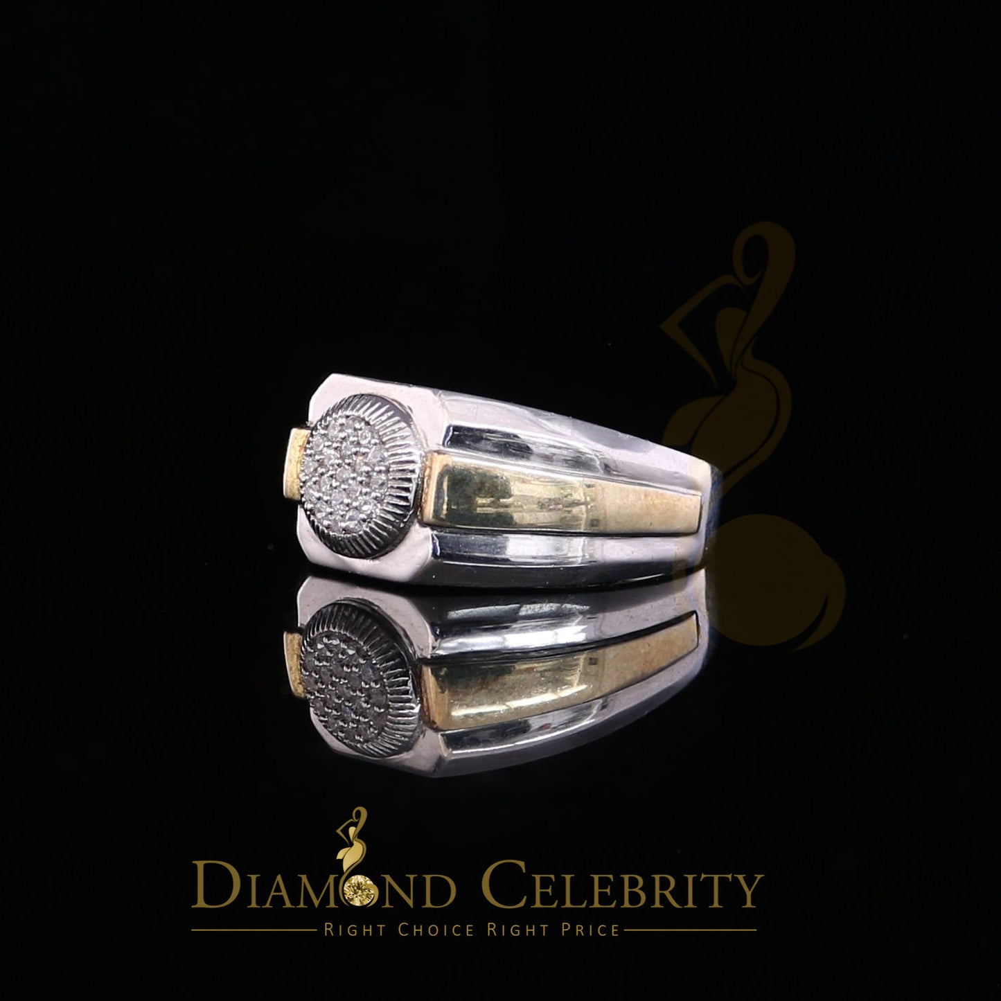 DiamondCelebritees 925 Silver White 0.38ct Cubic Zirconia Wide Men's Engagement Band Ring Size 11.5