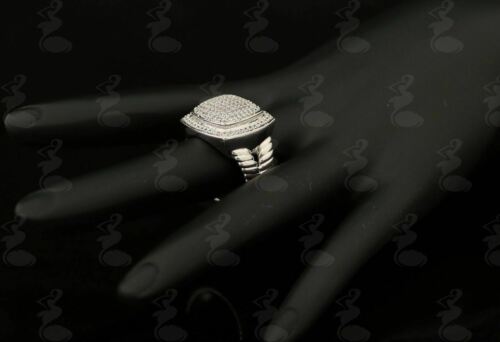 DiamondCelebritees 925 Silver White 2.00ct Cubic Zirconia Wide Square Albion Womens Ring Size 8