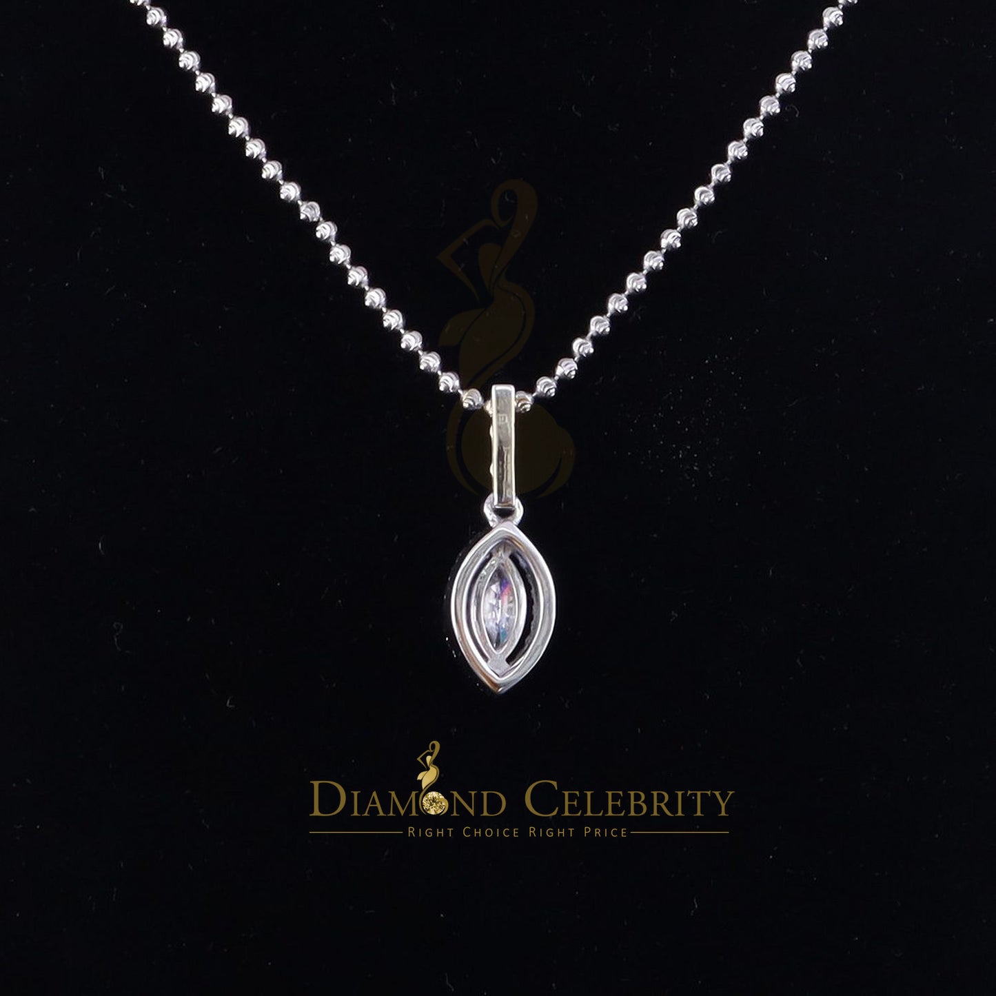 Diamondcelebritees White 925 Silver 1.25 ct VVS D Clr MQ Shape Moissanite Pendant for Women