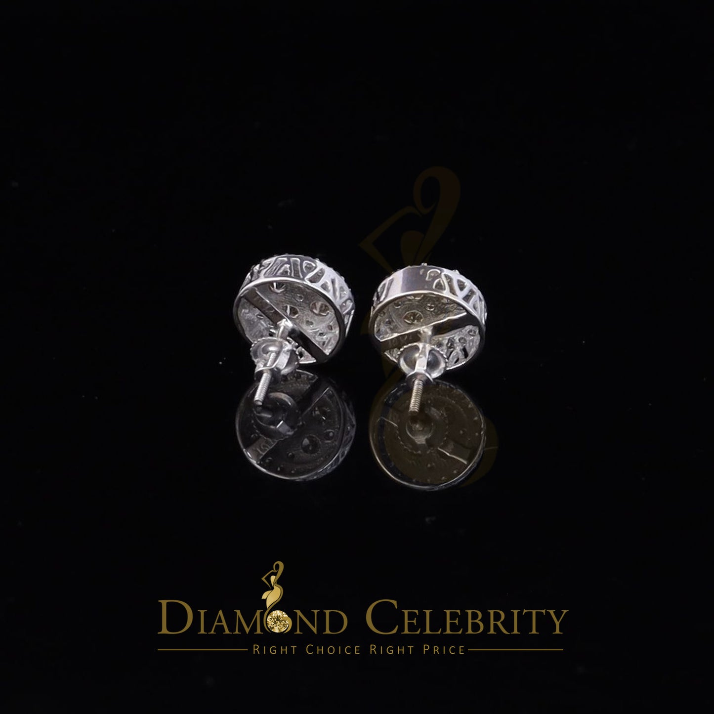 DiamondCelebritees10K Real White Gold Real Diamond 1.25CT Men's/Women's Stud Round Earring