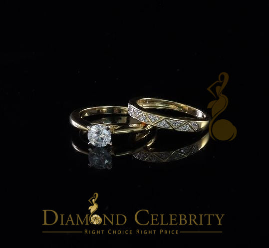 DiamondCelebritees Real 14kt Yellow Gold with 0.85 CT Real solitaire Diamond Bridal Ring Size 6.5