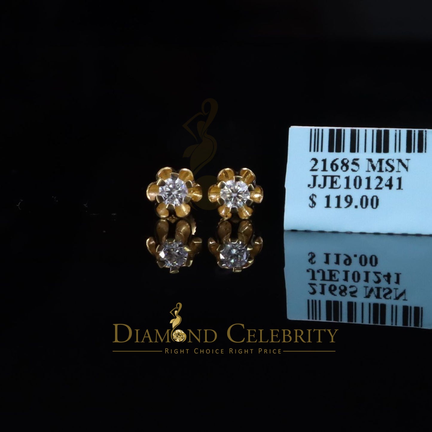 DiamondCelebritees 0.33ct VVS 'D' Moissanite Men's/Womens 925 Silver Yellow Buttercup Stud Earrings