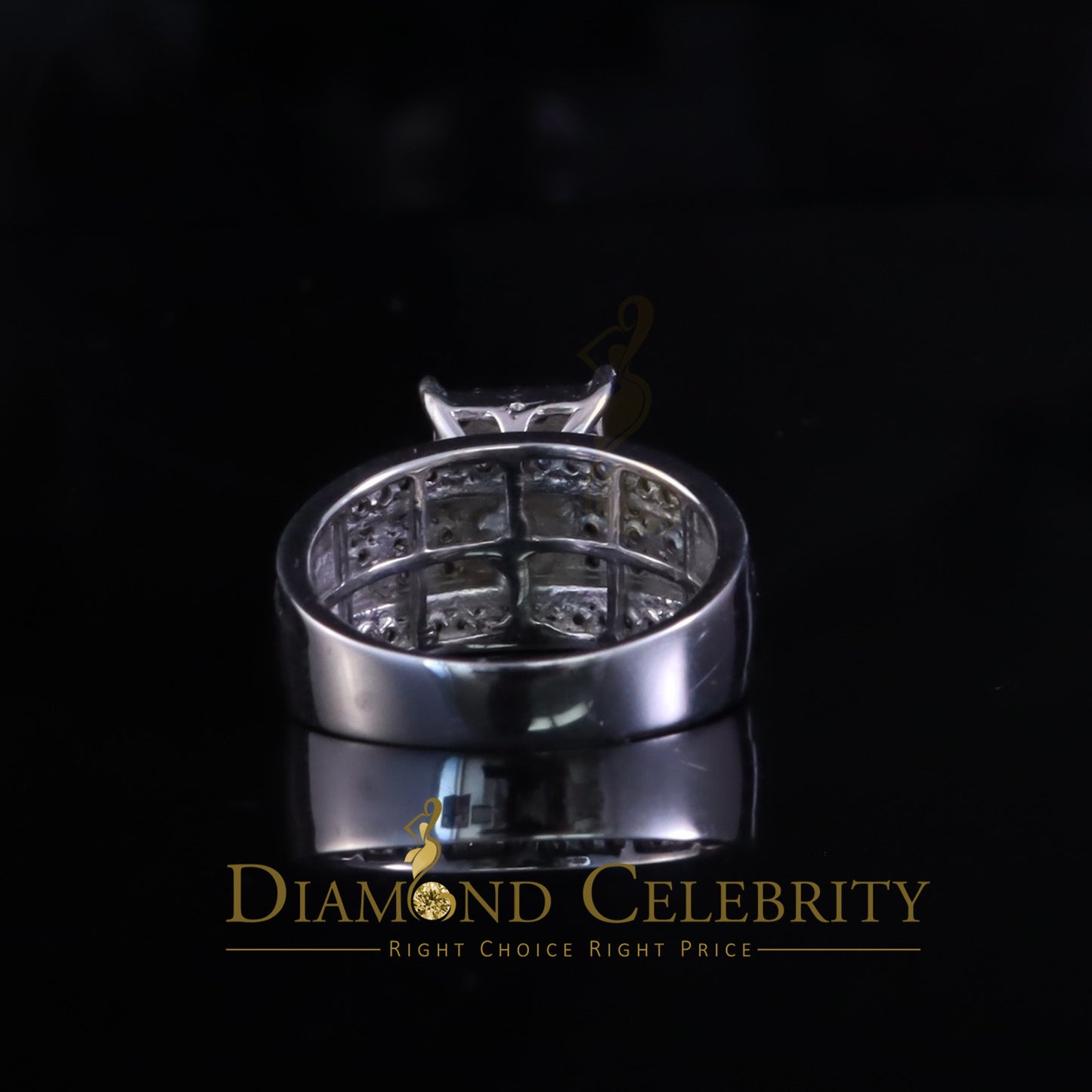 DiamondCelebritees Mirage 0.2ct Diamond Real Cinderella Rectangle 925 Silver White Womens Ring Sz 7