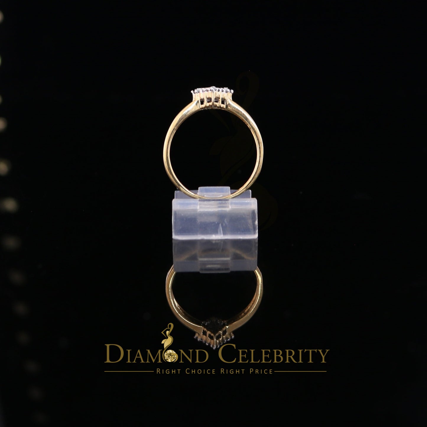 DiamondCelebritees Real 14kt Yellow Gold with 0.12CT Real Diamond Ring Square Shape Womens Size 7