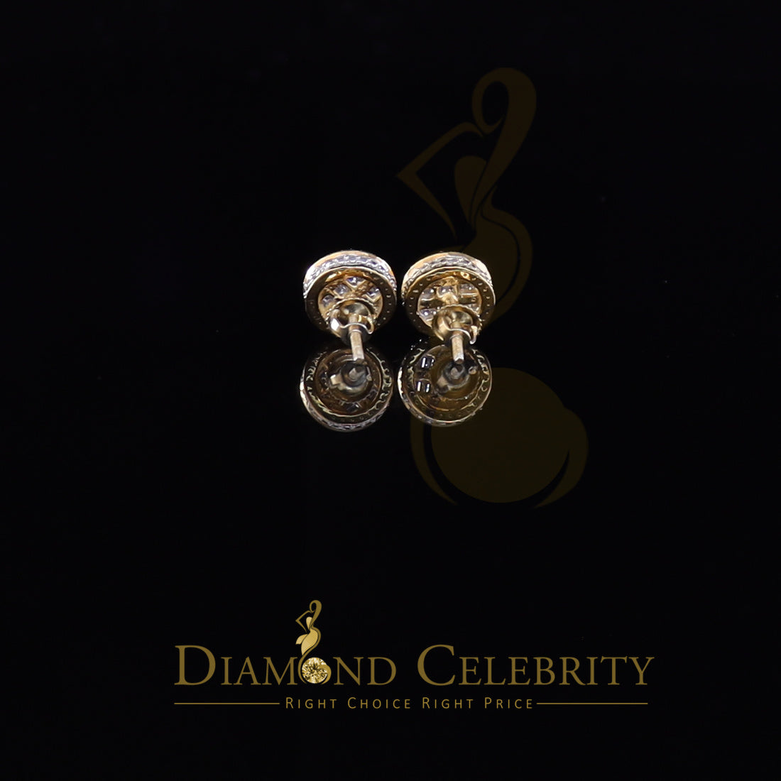 DiamondCelebritees 0.50ct VVS 'D' Moissanite Men's/Womens 925 Yellow Silver Round Stud Earrings