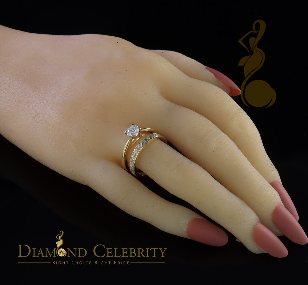 DiamondCelebritees Real 14kt Yellow Gold with 0.85 CT Real solitaire Diamond Bridal Ring Size 6.5