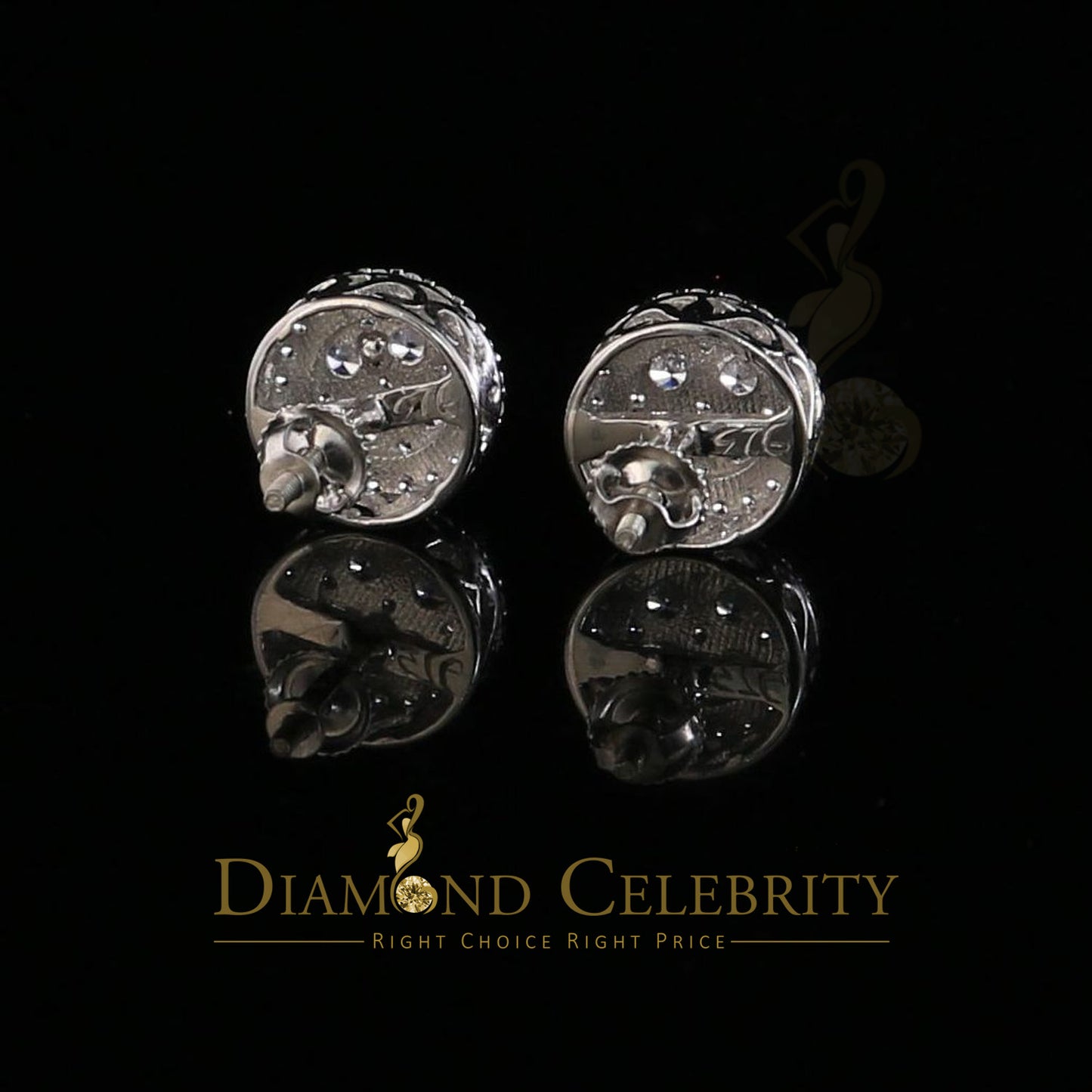 Diamondcelebritees 0.50ct VVS 'D' Moissanite Men's/Womens 925 White Silver Floral Stud Earrings