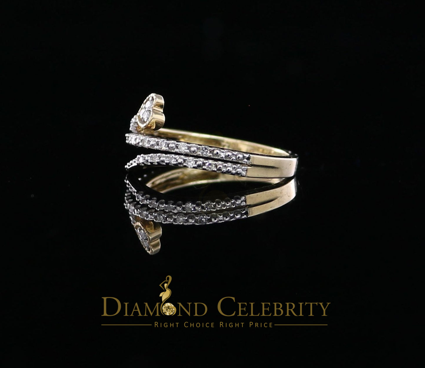 DiamondCelebritees Real 10kt Real Yellow Gold Real Diamond 0.12CT Heart Shape Womens Ring Size 7