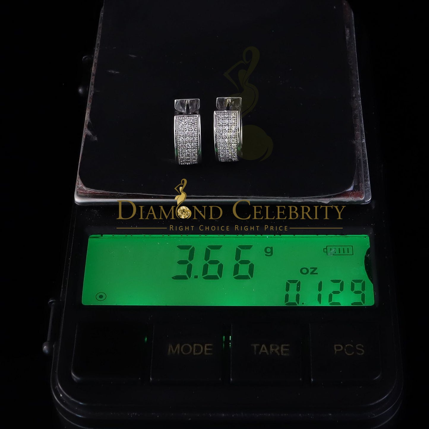 DiamondCelebritees Hip Hop White 925 Silver 0.66ct Cubic Zirconia Women's & Men's Hoop Earrings