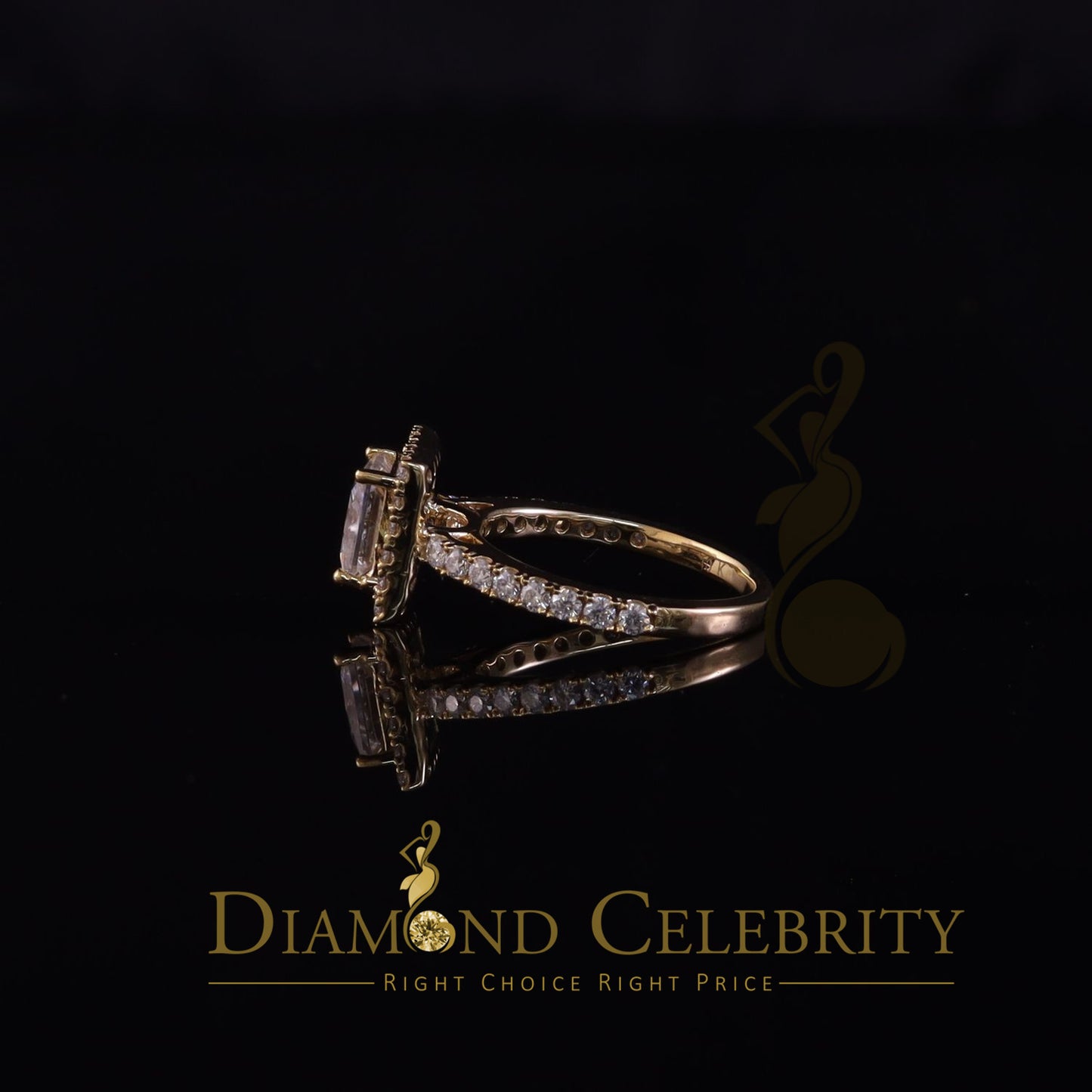King Of Blings 10K Yellow Gold 3.00CT 'VVS' 'FL' D clr Moissonite Womens Engagement Ring S/7