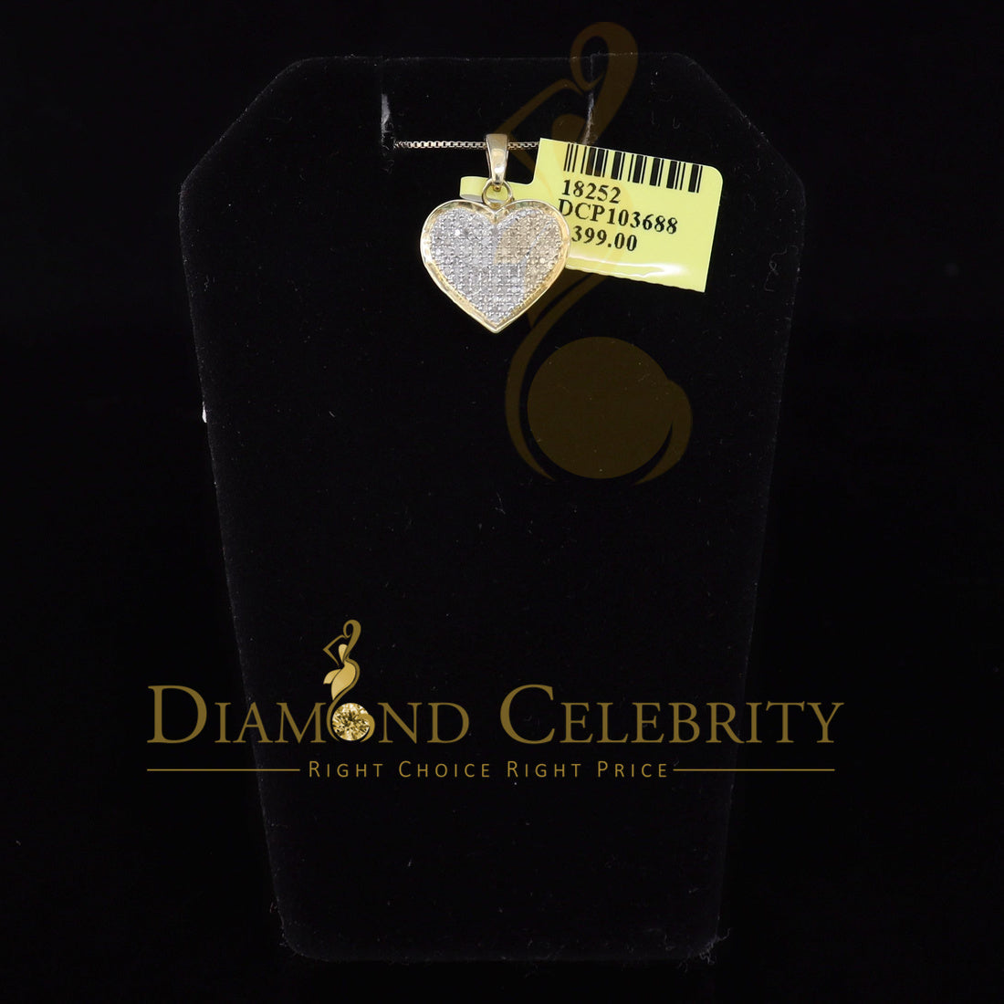 DiamondCelebritees Real 0.25ct Diamond 925 Sterling Silver HEART Charm Necklace Yellow Pendant