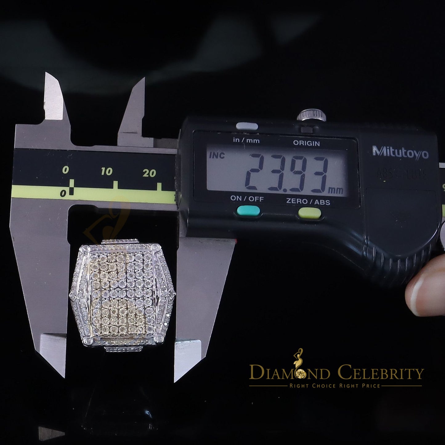 Big Mirage Set 0.66ct Real Diamond 925 White Silver Square Men's Ring Size 10