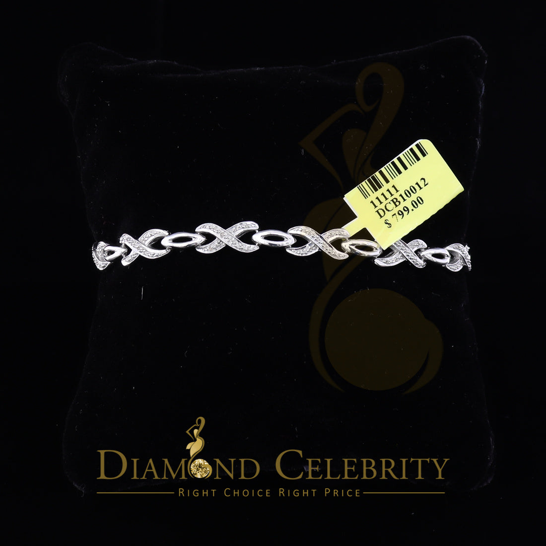 Diamondcelebritees 925 Silver White Exotic Design Bracelet Size 7 Inch 0.20CT Genuine Diamonds