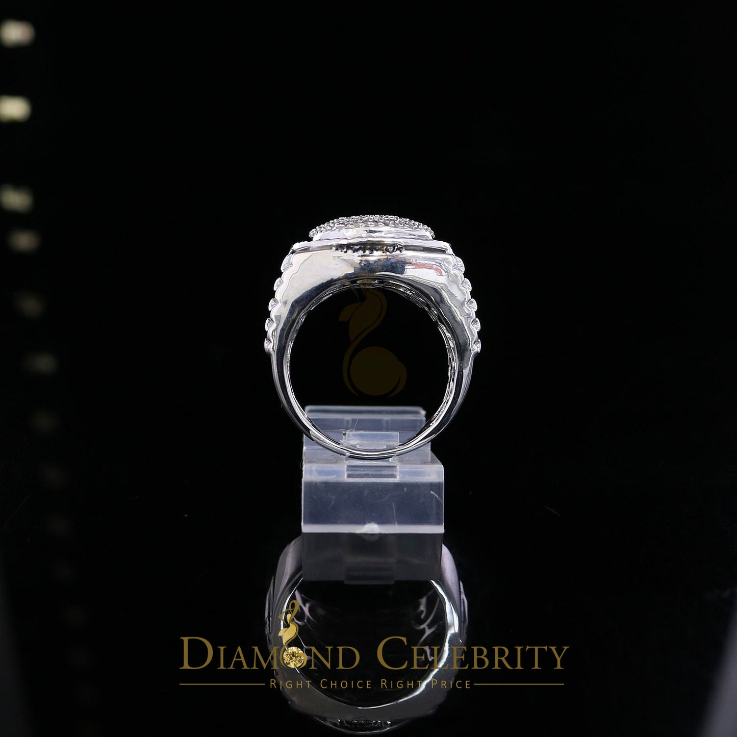 DiamondCelebritees 925 Sterling Silver 0.50CT Real Diamond White Men's Engagement Round Ring Size 9