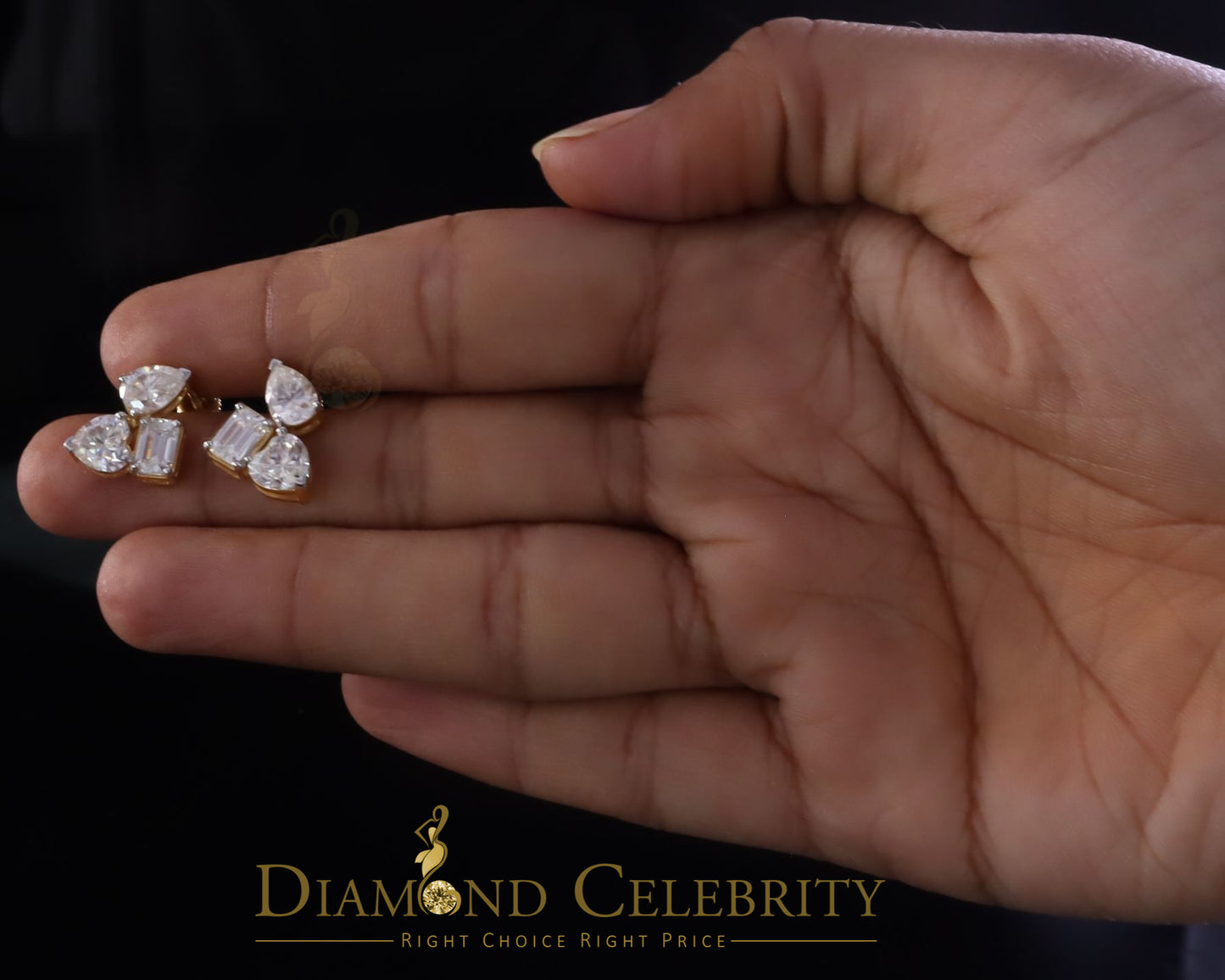 DiamondCelebritees New Classy 5.00CT VVS 'D' Moissanite 925 Silver Yellow Toi et Moi Women Earrings