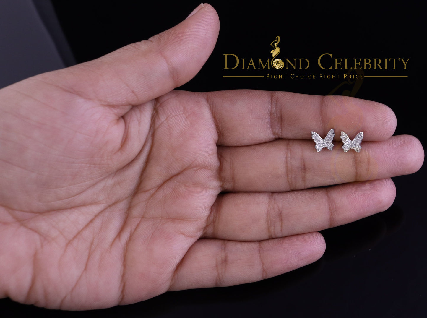 DiamondCelebritees Women's 0.17ct Cubic Zirconia Butterfly Stud Earrings White 925 Sterling Silver