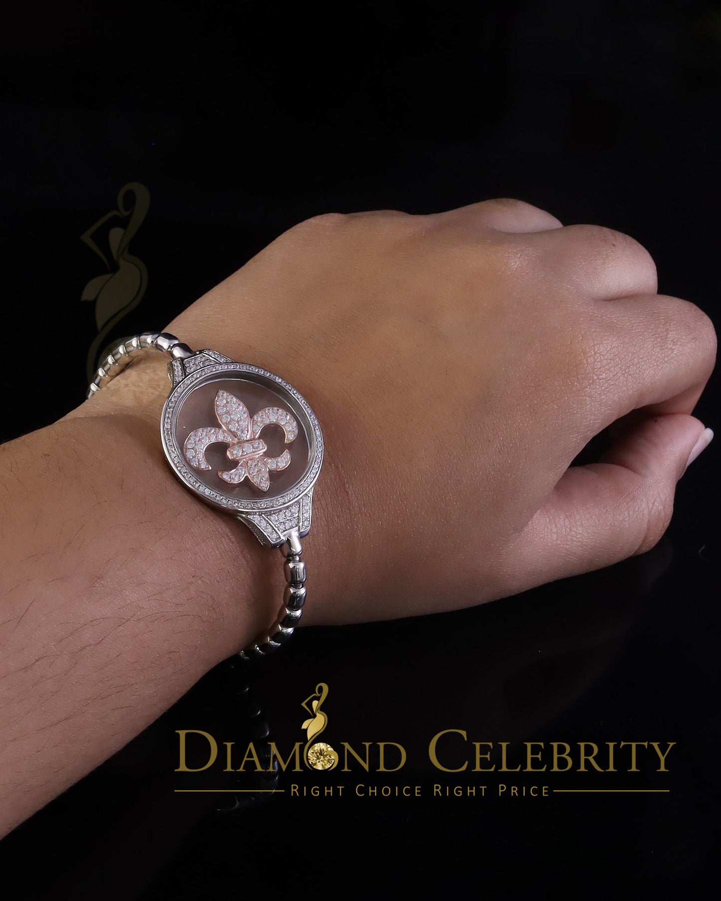 Diamondcelebritees Cubic Zirconia Size Long 7 inches 925 Sterling Silver White Dancing Bracelet