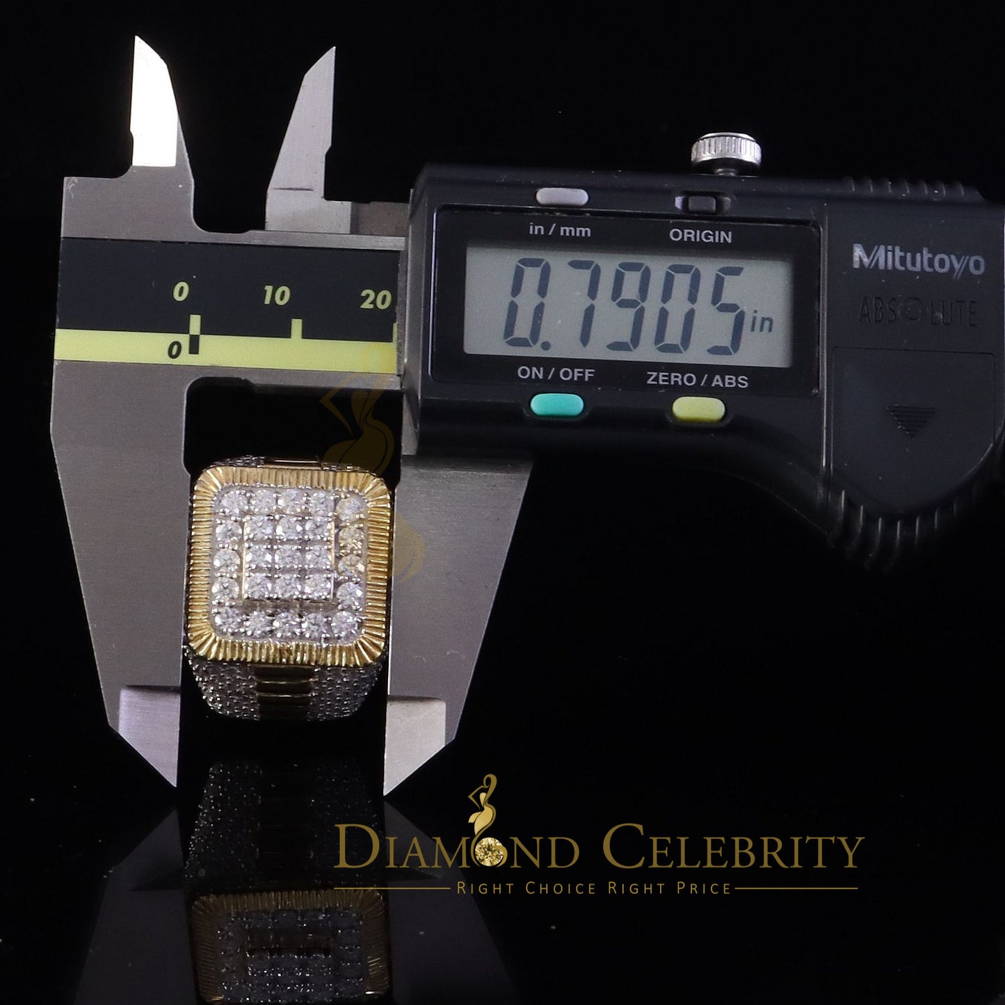 DiamondCelebritees Men's 925 Sterling Silver 6.50ct VVS 'D' Moissanite Square Yellow Rings Size 10