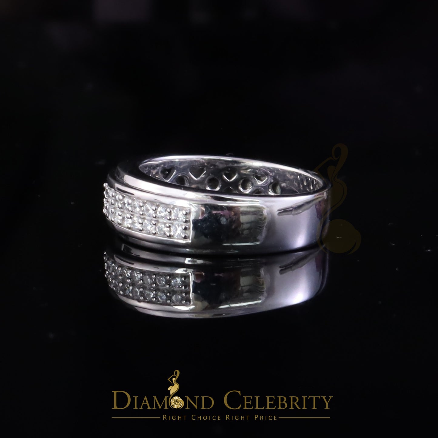 DiamondCelebritees White Silver Round Cubic Zirconia 1.25ct Men Adjustable Ring From SZ 10 to 12