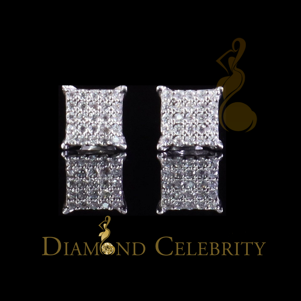 DiamondCelebritees White 925 Silver Screw Back 0.50ct Cubic Zirconia Square Women Stud Earrings