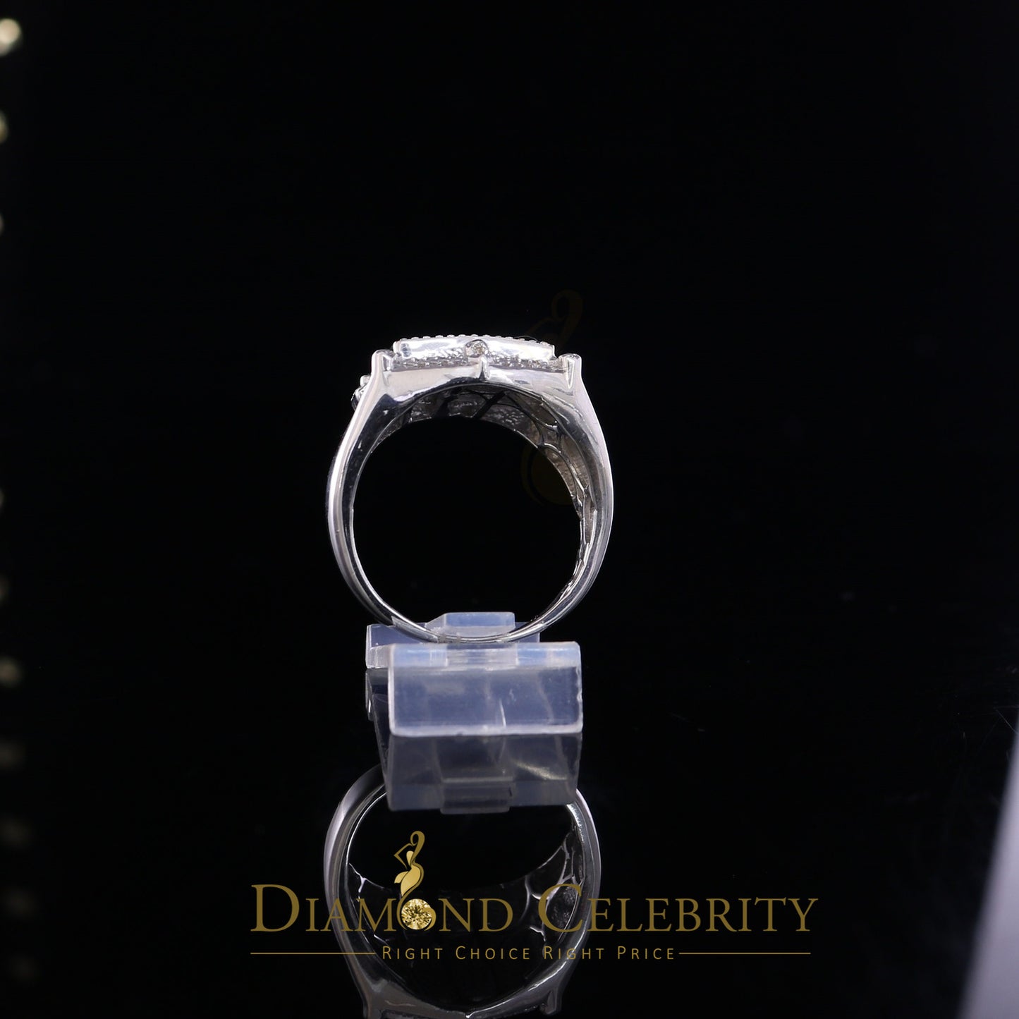 DiamondCelebritees Real Diamond 0.66 CT 925 Silver White Rectangle Engagement Men's Ring Size 11