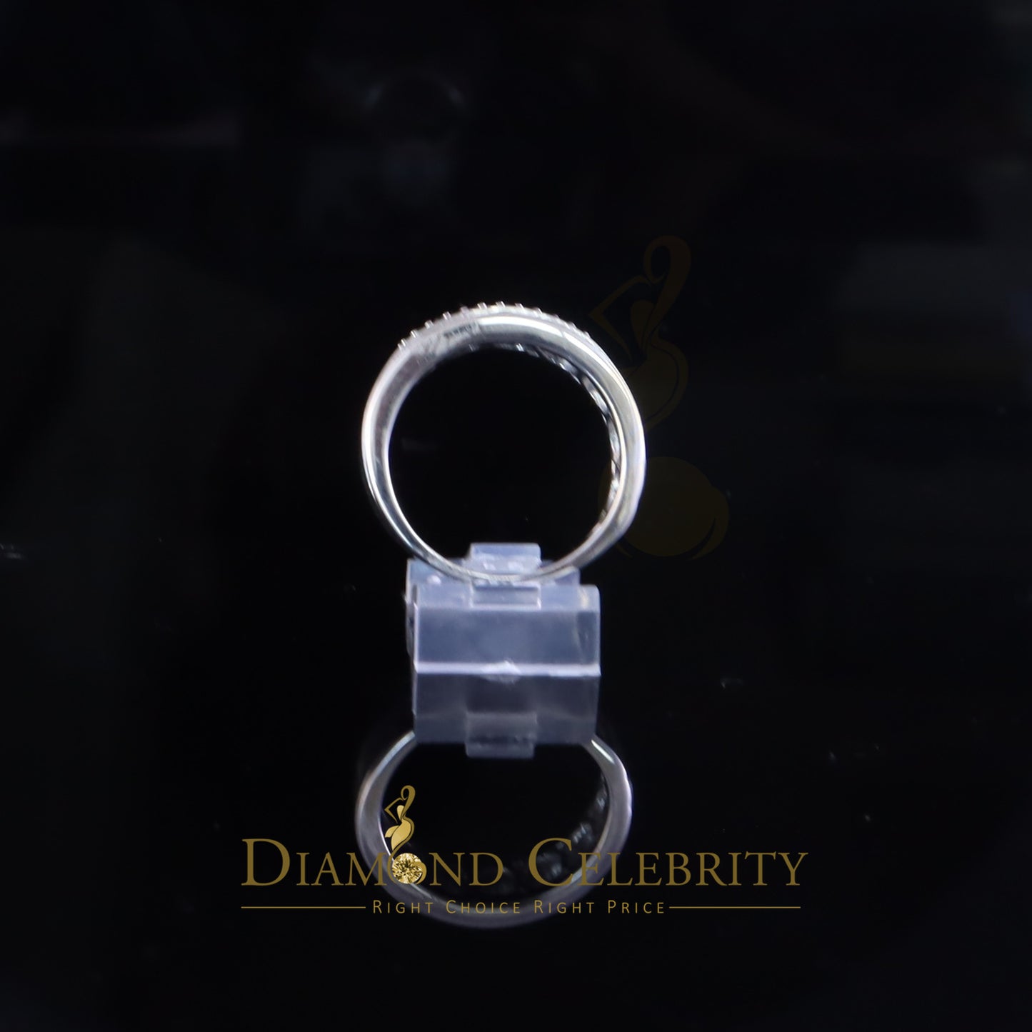 DiamondCelebritees 0.05ct In 925 Silver Round Cut White Diamond Men's Wedding Enternity Ring Size11