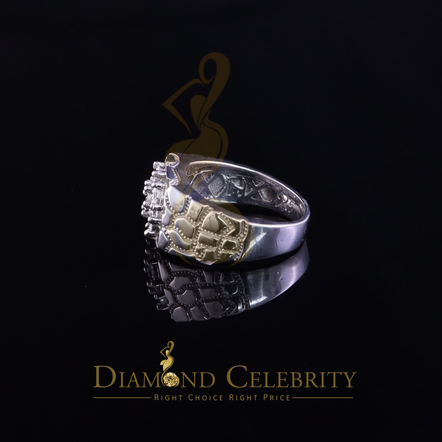 DiamondCelebritees 0.05CT Real Diamond 925 Sterling White Silver Fashion Flower Womens Ring Size 9