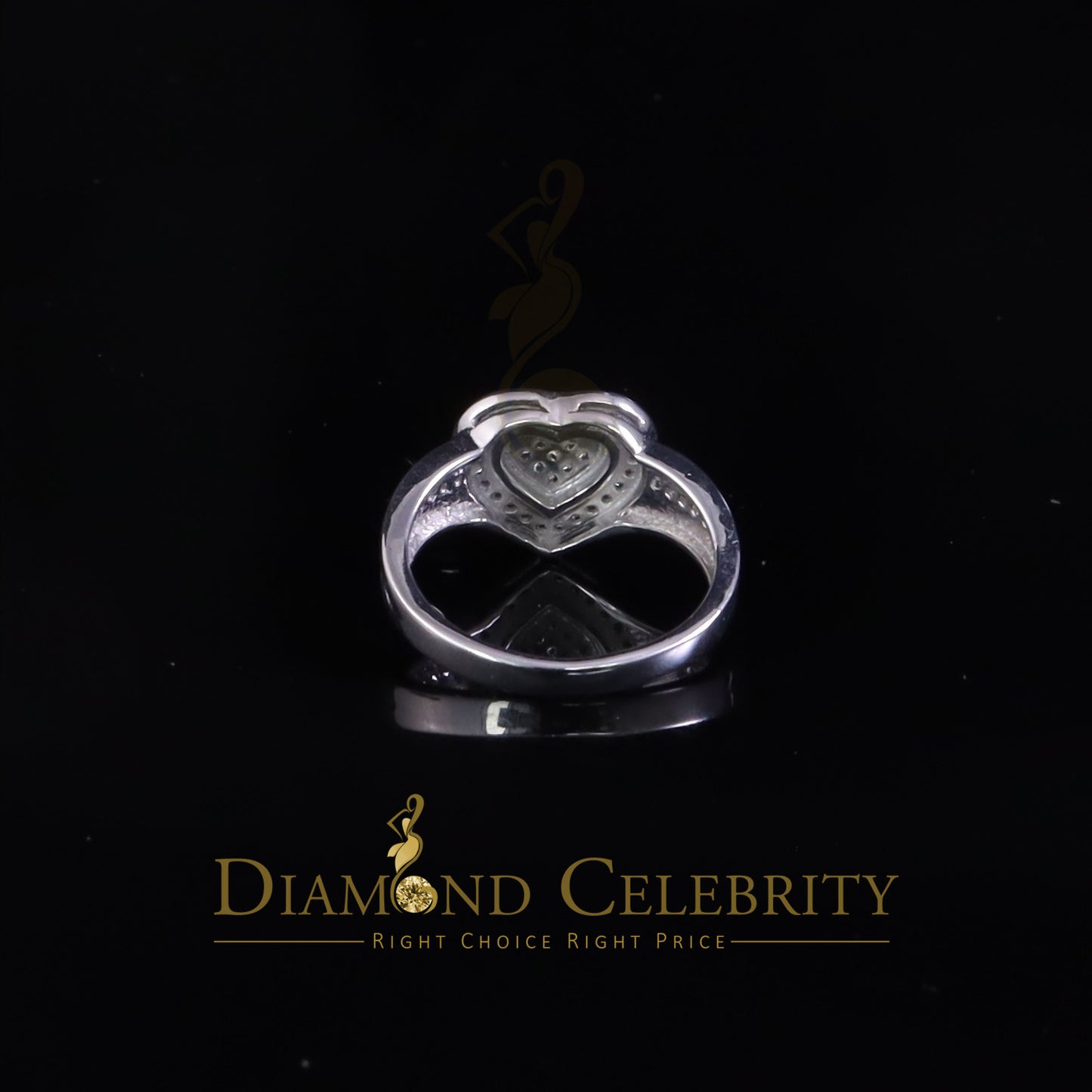 DiamondCelebritees 925 White Sterling Silver 0.15CT Diamond Shiny Engagement Heart Womens Ring SZ 7