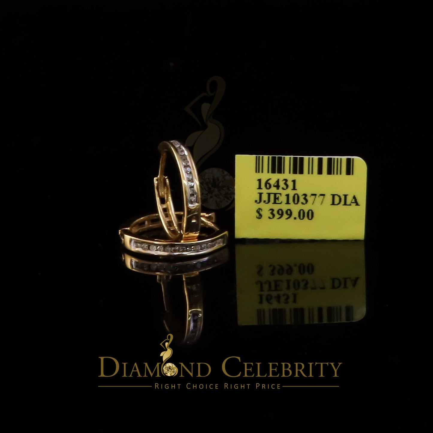 DiamondCelebritees 0.25ct Diamond 925 Sterling Silver Yellow Hoop Stud Earrings For Men's / Women's