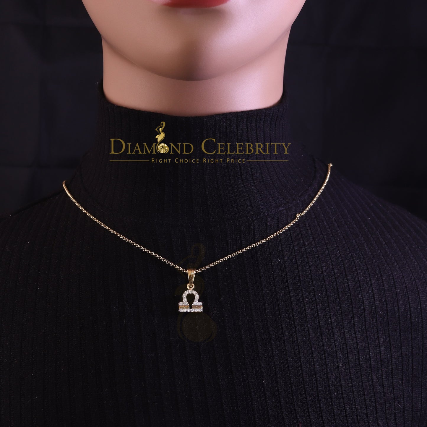 DiamondCelebritees 0.43ct Cubic Zirconia Yellow Silver LIBRA OCTOBER Month Men's & Women's Pendant