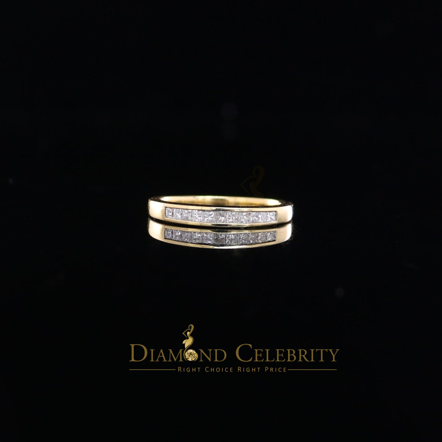 DiamondCelebritees Real 14 kt Yellow Gold with 0.25CT Real Diamond BUGGET BAND Shape Ring Size 6.5