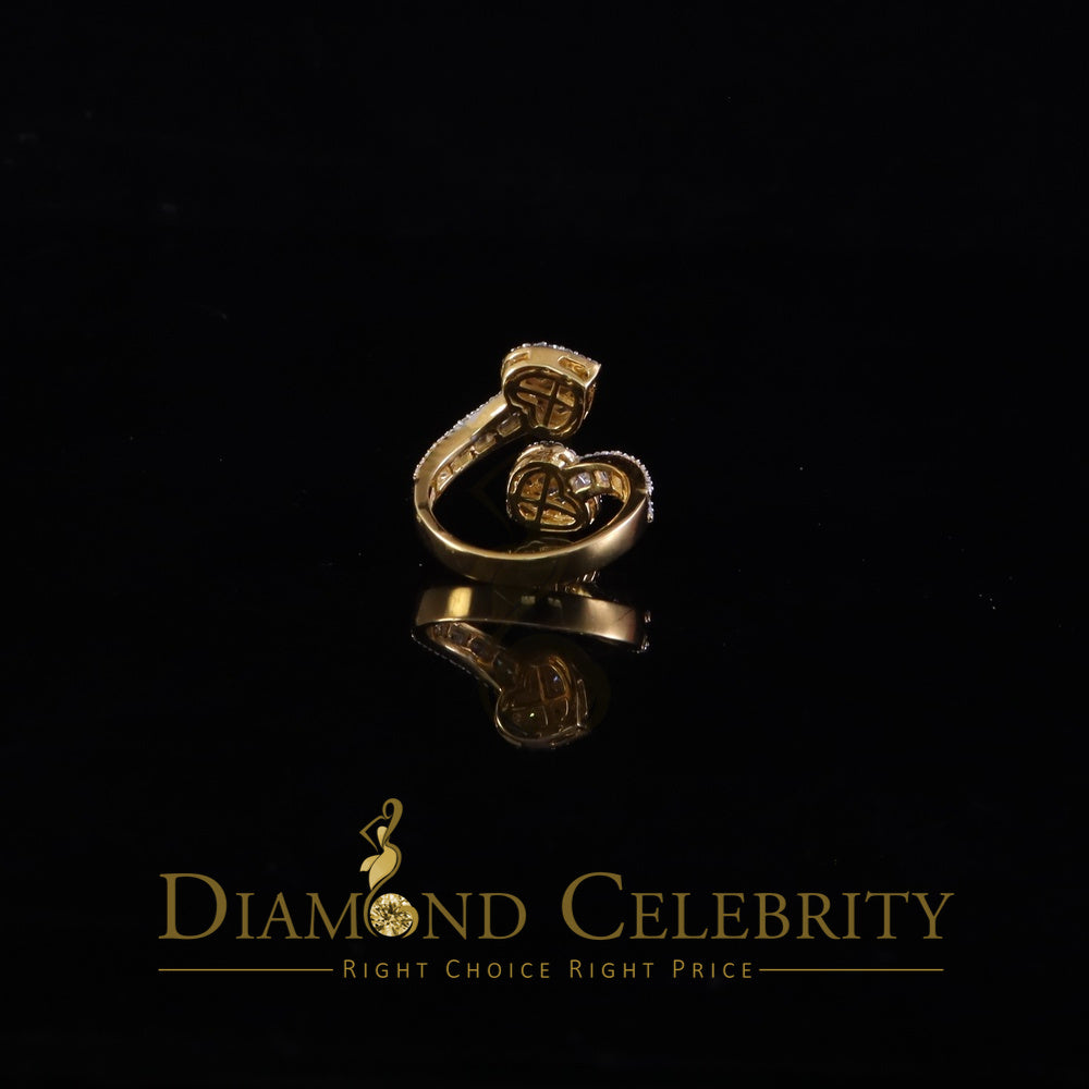 DiamondCelebritees Womens 925 Silver Yellow 2.00ct VVS 'D' Moissanite Tinny Heart Rings Size 8