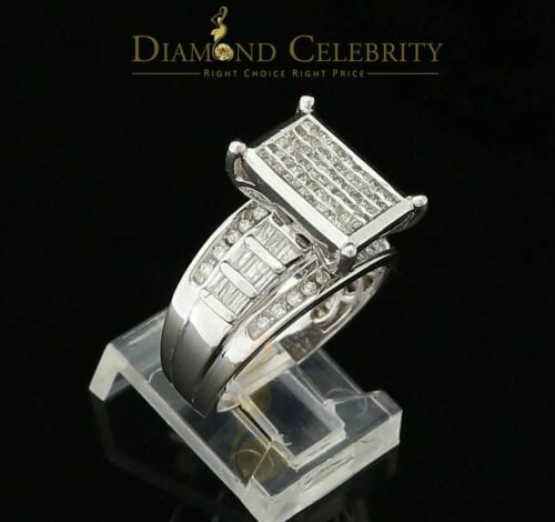 DiamondCelebritees 925 Sterling Silver with 1.00ct Real Diamond Womens Engagement White Ring SZ 7.5