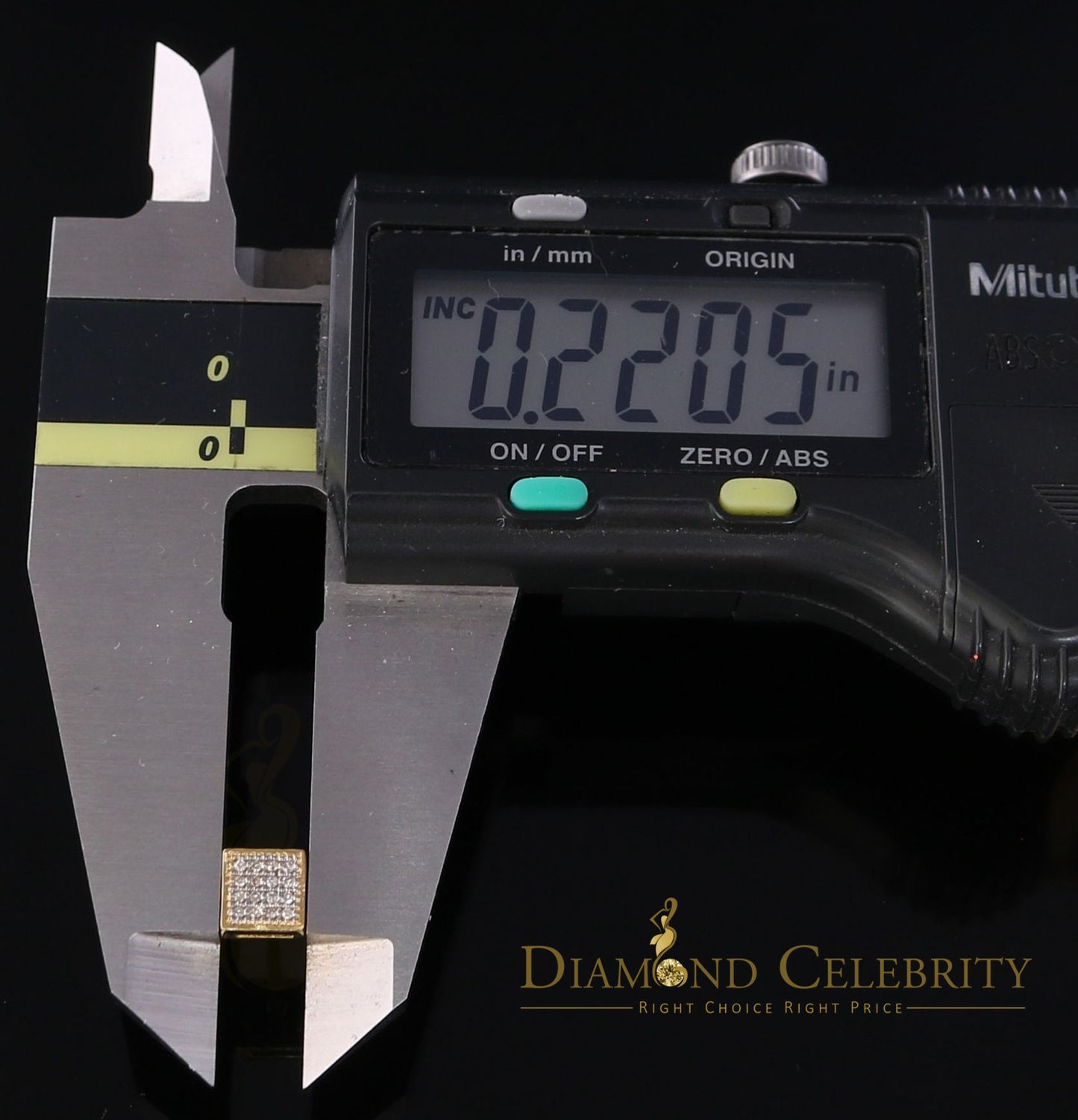 DiamondCelebriteesReal 10K Yellow Gold Square Earrings with 0.10CT Real Diamonds