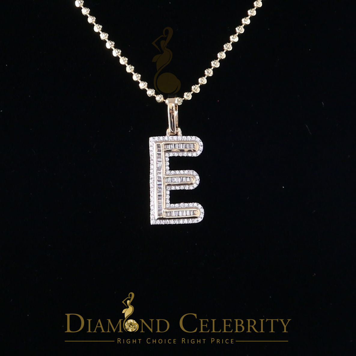 DiamondCelebritees Yellow Bugutte Initial All Alphabet Sterling Silver Pendant with Cubic Zirconia