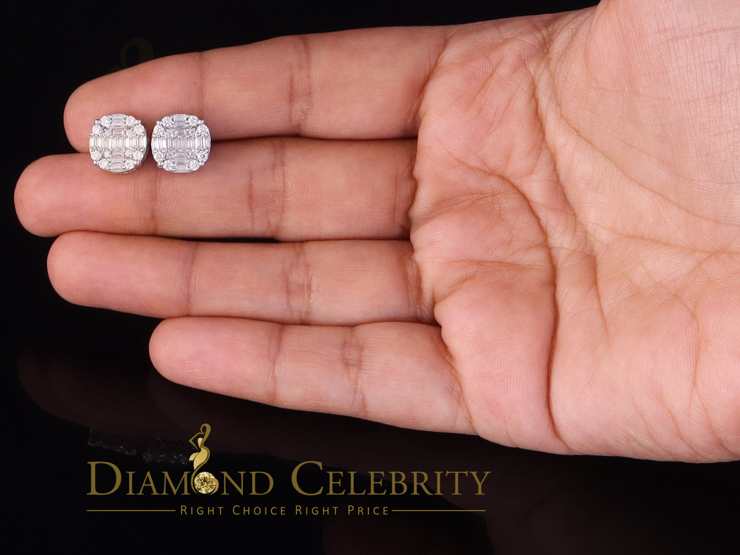Diamondcelebritees Men's/Womens 925 Silver White 2.00ct VVS 'D' Moissanite Round Stud Earrings