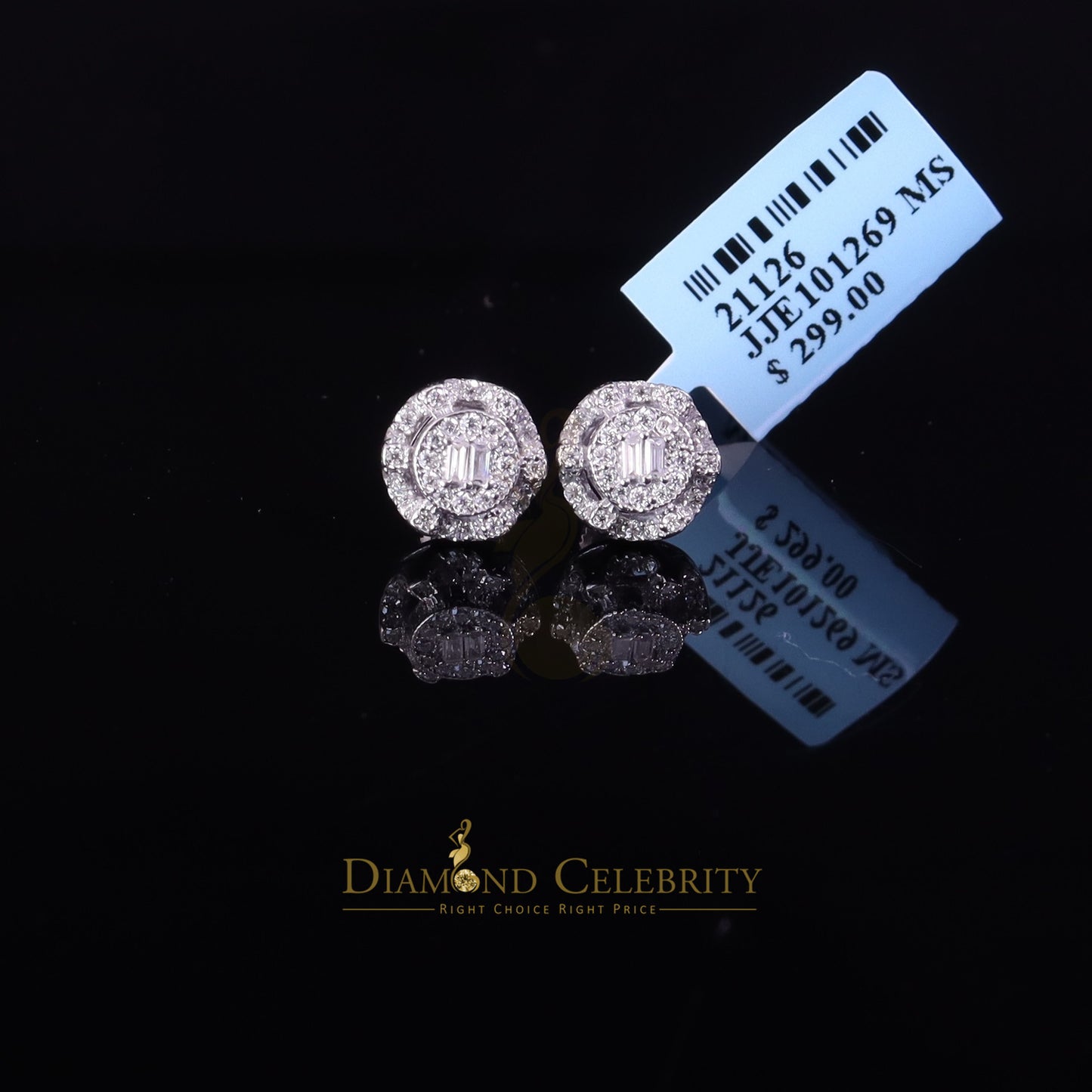 Diamondcelebritees Moissanite Round Stud Men's/Womens 925 Silver White 0.50ct VVS 'D' Earrings
