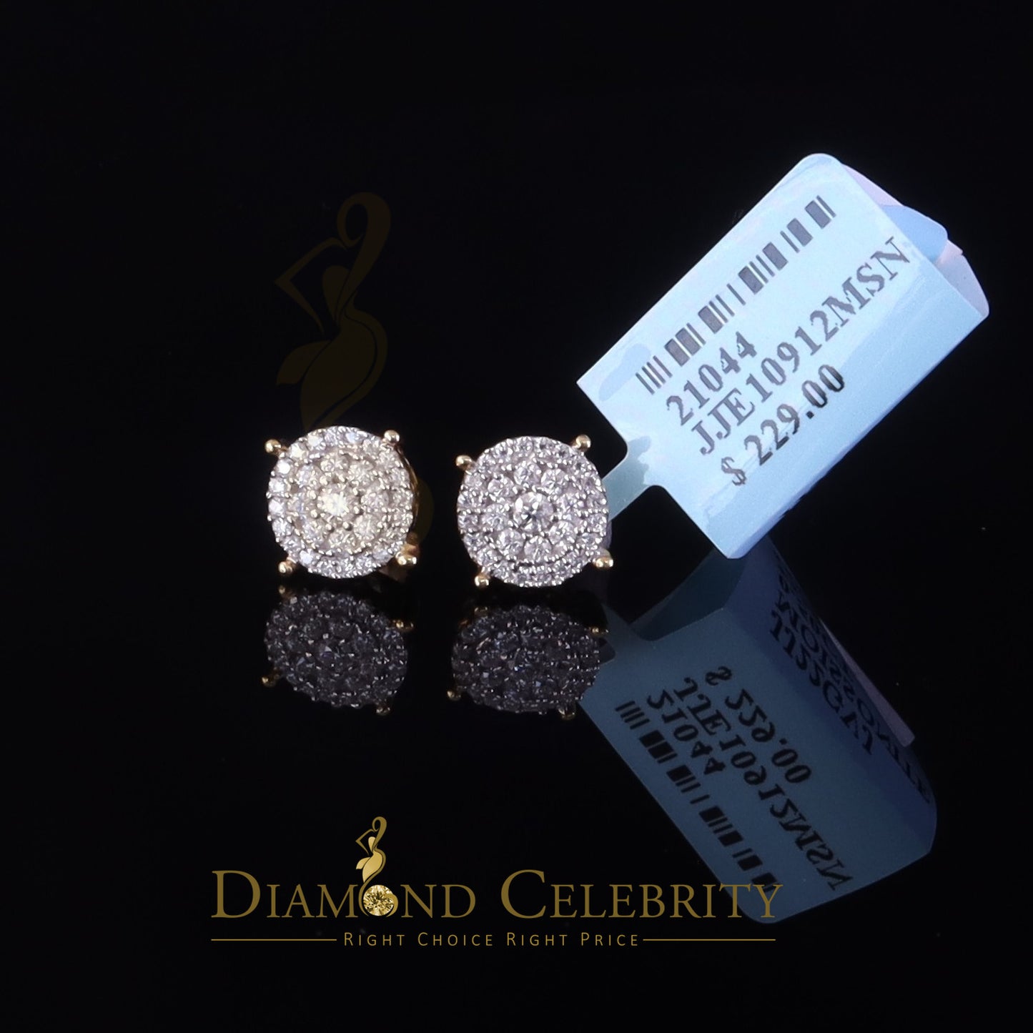 DiamondCelebritees Men's/Womens 925 Silver Yellow 0.50ct VVS 'D' Moissanite Round Stud Earrings