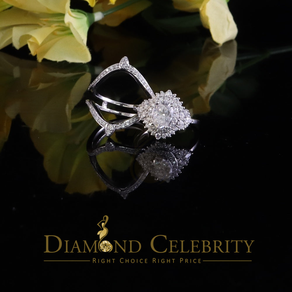 DiamondCelebritees 925 White Silver Moissanite 3.0ct Solitaire Enhancer Guard Wrap Ring Insert S Z7