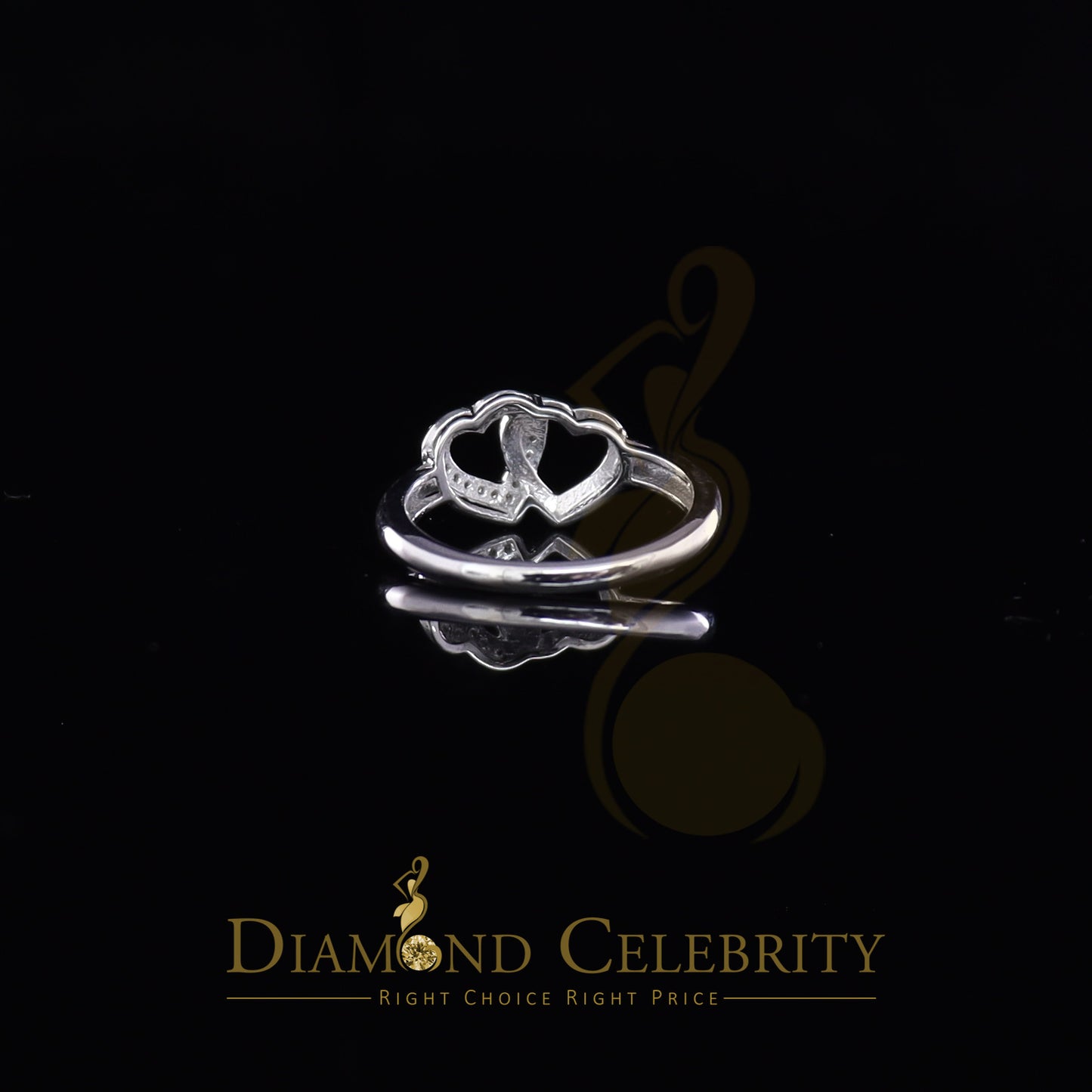 DiamondCelebritees 0.07 CT Real Diamond Womens 925 Sterling White Silver Shine Heart Ring Size 7