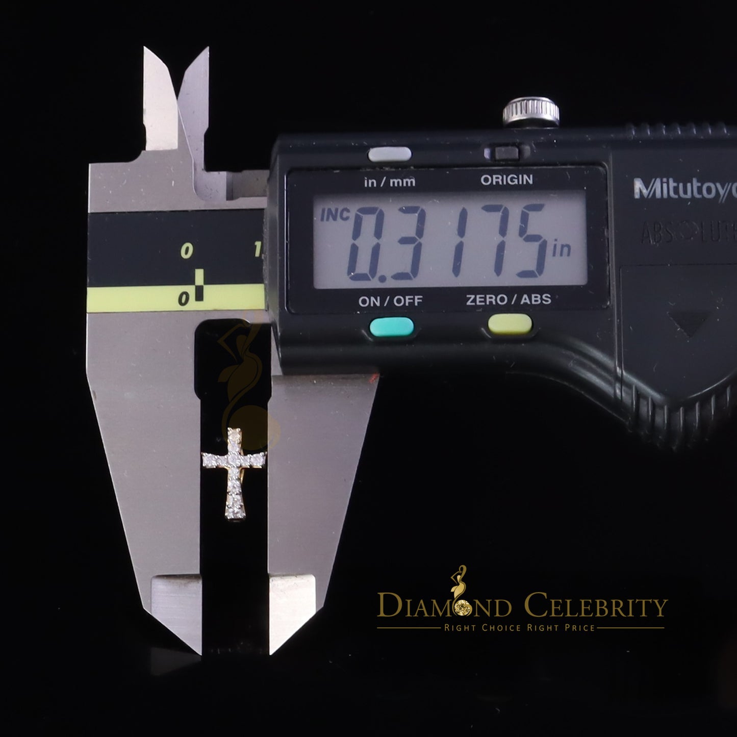 DiamondCelebritees Moissanite Stone 925 Silver Round Yellow Hip Hop Cross Stud Earring Men's/Womens